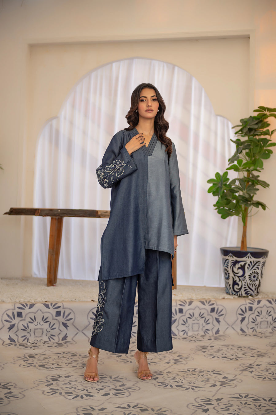 Denim Dusk - Embroidered Midnight